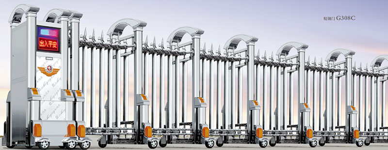 精鋼門G308C不銹鋼伸縮門