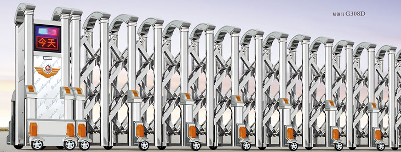 精鋼門G308D不銹鋼伸縮門