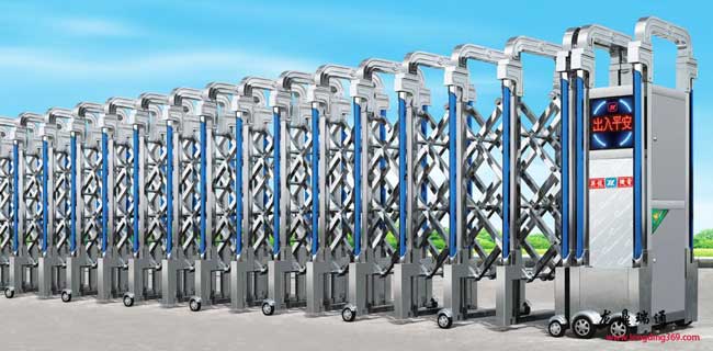 鋁合金電動(dòng)伸縮門LD-303銀色單桿