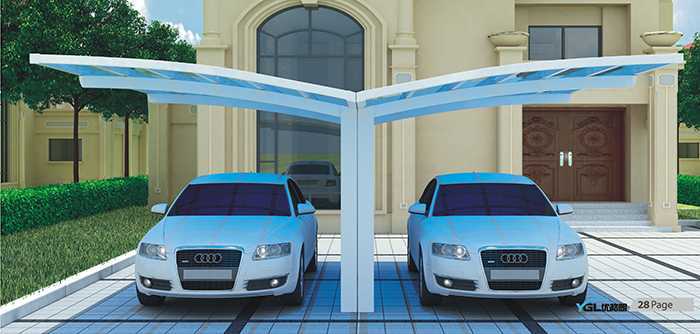 單邊背撐式雙車(chē)位汽車(chē)車(chē)棚
