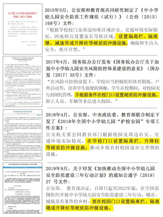 要求在學(xué)校出入通道安裝升降柱等硬質(zhì)防撞隔離設(shè)施 要求在學(xué)校出入通道安裝升降柱等硬質(zhì)防撞隔離設(shè)施