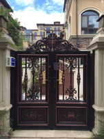 別墅大門鋁合金農(nóng)村院子電動門中式庭院門家用平移雙開門