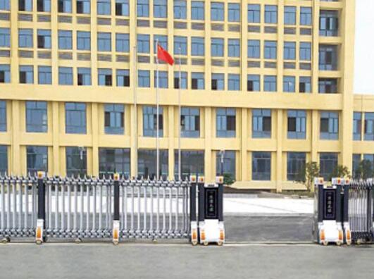衢州出安智能伸縮門在龍游歐朋機電科技有限公司大門口展翅翱翔