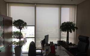 中國建筑大廈電動布藝開合簾案例