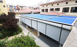 天津黑鯊運動成長中心織物外遮陽項目 - 中出網-智能出入口與停車充電門戶